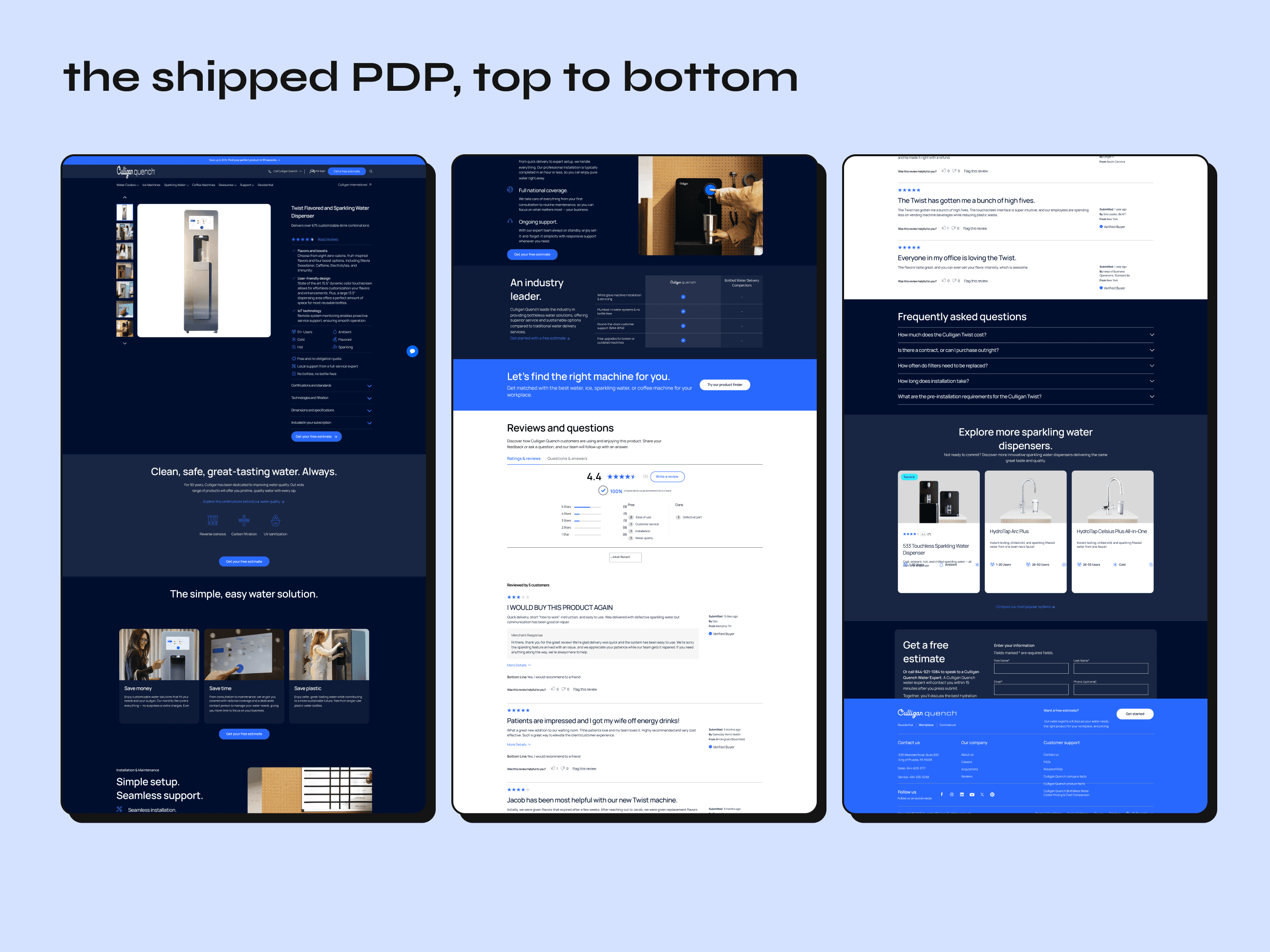 The shipped PDP, top to bottom