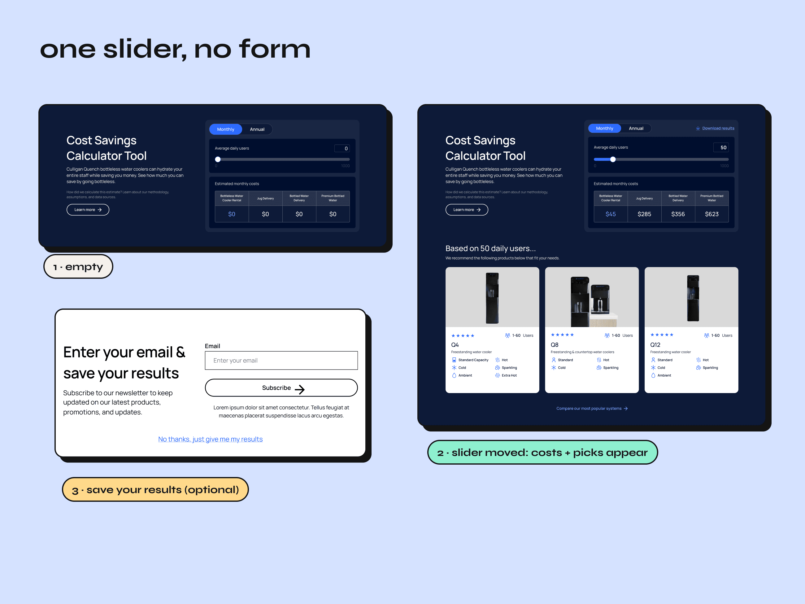 One slider, no form